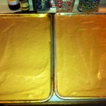 Spread nice and evenly for a great bake, I use an offset spatula